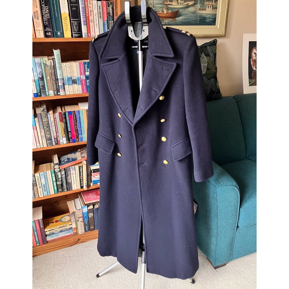 Vintage Ralph Lauren navy cashmere military coat MADE IN USA